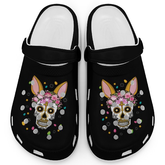 Happy Easter Sunday Bunny Dia De Los Muertos Clogs