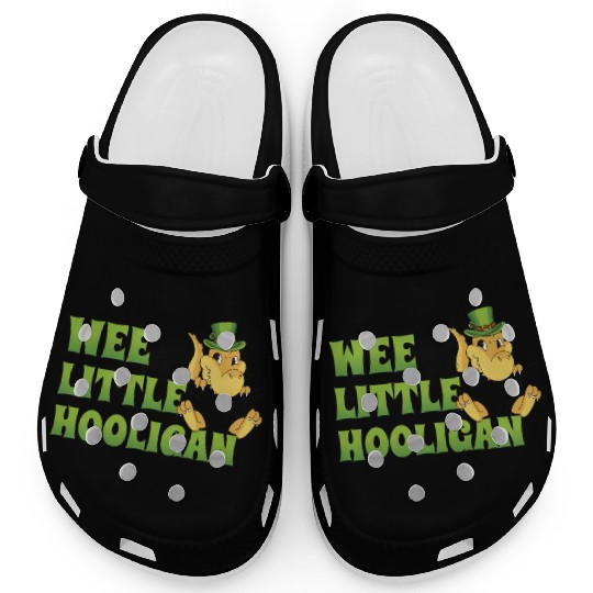 Wee Little Hooligan t-rex Dinosaur St Patrick Day Clogs