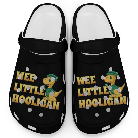 Wee Lil Hooligan loves Dinosaur St Patrick Day Clogs