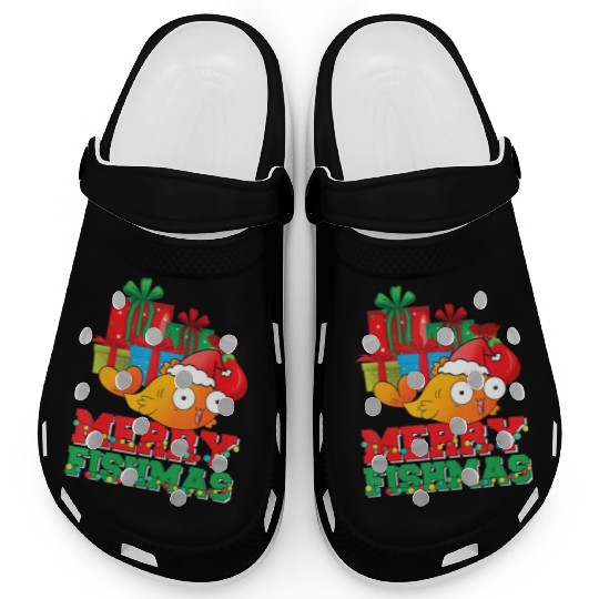 Merry Fishmas Christmas Fish Lover Fisherman Ugly Clogs