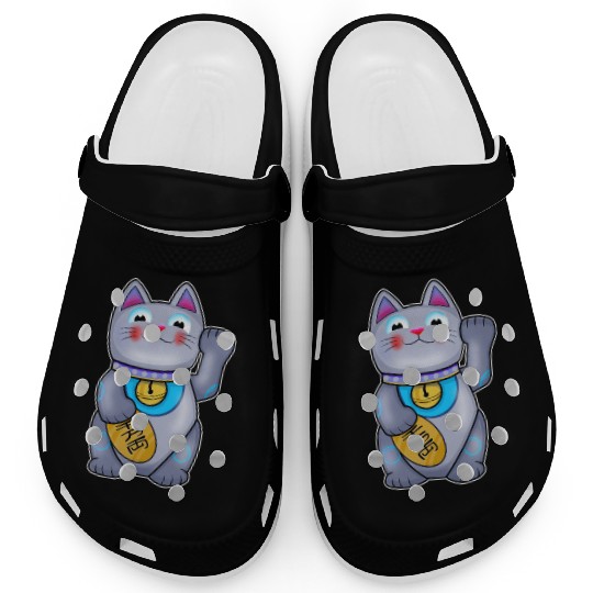 Cute Helpful Maneki Neko Lucky Cat Clogs