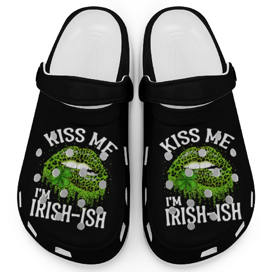 Kiss Me I'm Irish Lips Sexy St Patricks Day Clogs