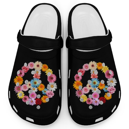 Peace Love Flowers Cool Floral Lover Gardening Pun Clogs