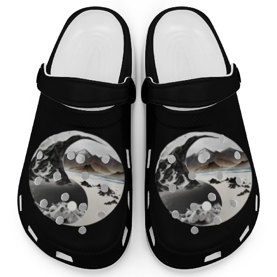 Ying Yang - mountains - beach Clogs