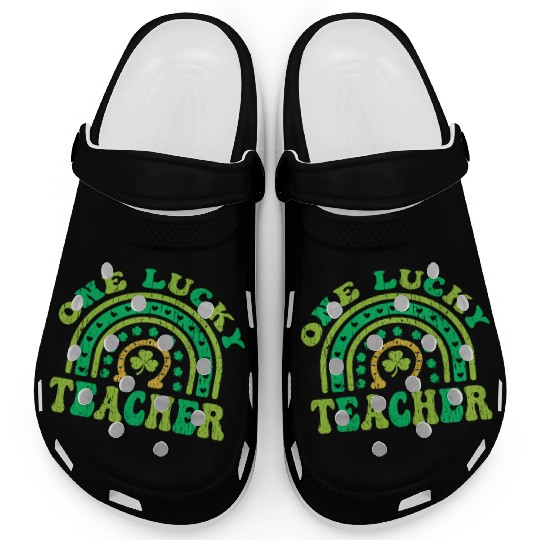 St Patrick Day Shamrock One Lucky Teacher Clogs