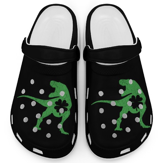 Tyrannosaurus T Rex Dinosaur St Patricks Day Irish Clogs