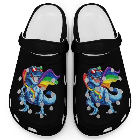 Dinosaur gay pride flag lgbt lesbian bisexual Clogs