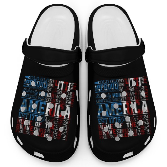Patriotic Veteran USA Flag American Memorial Day Clogs