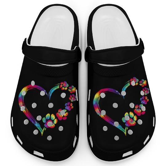 Dog Mom Dad Puppy Love Dogs Paw Print Heart Clogs