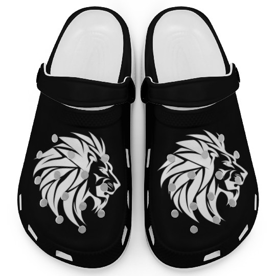 Large Lion Head With Mane Tattoo Style Clogs