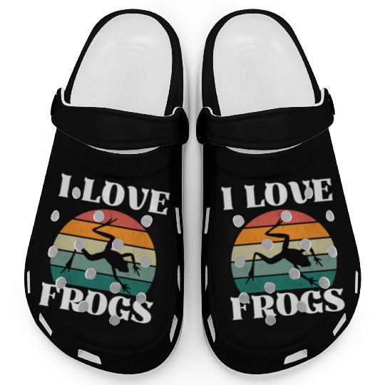 I LOVE FROGS RETRO SUNSET Clogs