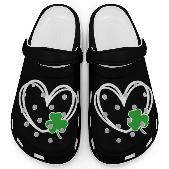 Men Women Heart St Patricks Day Young Clover Irish Clogs