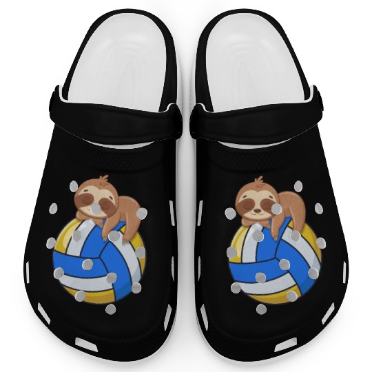 Funny Volleyball Sloth Lover Clogs