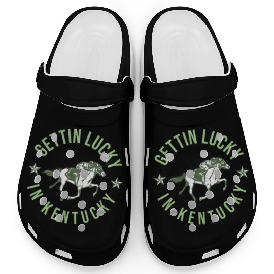Funny Derby Vintage Getting Lucky In Kentucky Hor Clogs