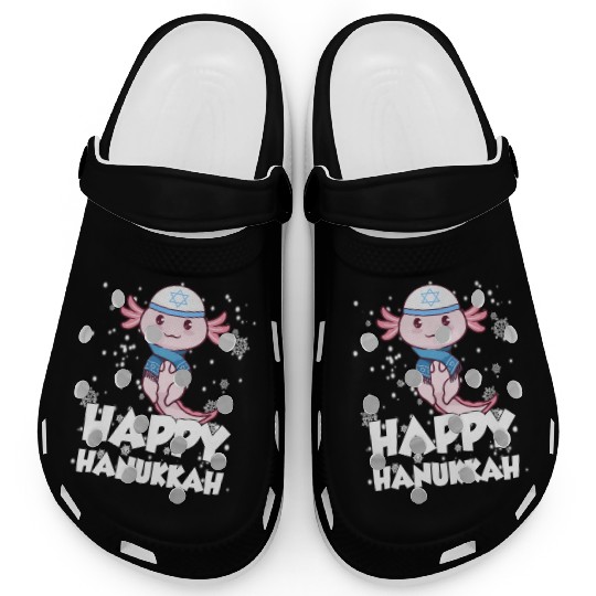 Happy Hanukkah Axolotl Kawaii Cute Axolotl Lover Clogs