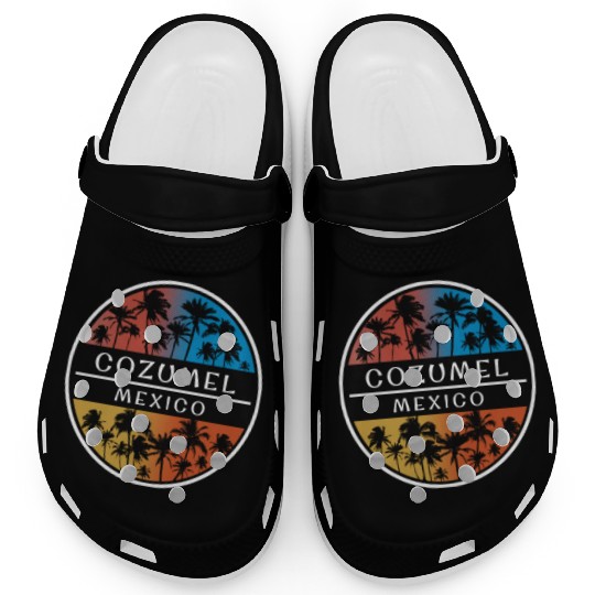Cozumel Mexico Stylish Vacation Souvenir Palm Tree Clogs