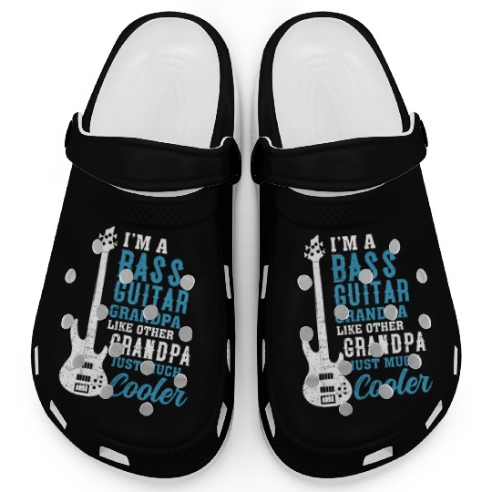Cool Fathers Day Design Bass Guitar Grandpa Clogs