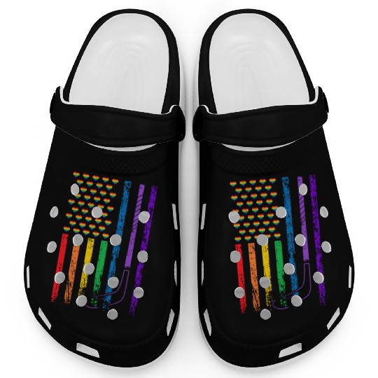 American Sports Flag Rainbow LGBT Pride Month Ice Clogs