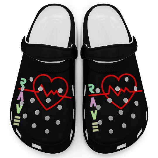 Rave with heart beat logo Clogs