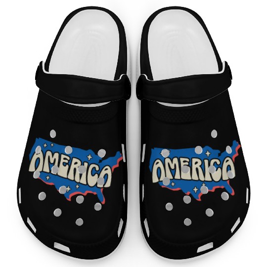 Patriotic America USA Flag 4th Of July American Clogs