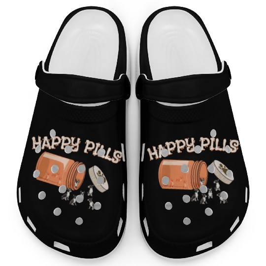 Happy Pills Boston Terrier Funny Dog Lover Humor Clogs
