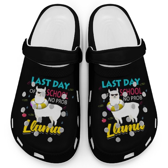 Llama Last Day of School Teacher No Prob Clogs
