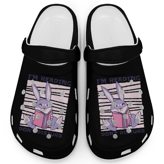 Studying Rabbit Lover Reading Books Student Clogs
