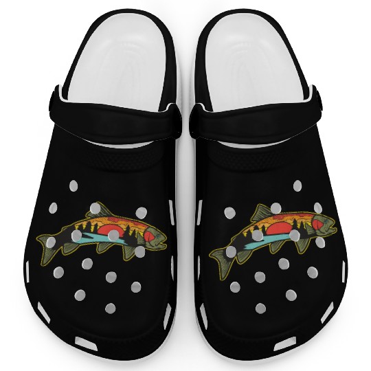 Trout Fishing Angler Nature Trout Bass Clogs