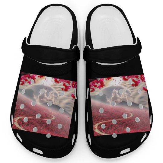 Misty Mountain Cherry Blossom Landscape Clogs