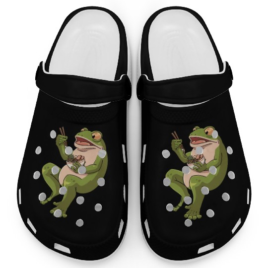 Toad Frog eating Ramen Soup Design for a Frog Clogs