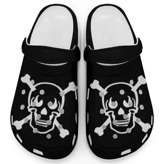 Skull and crossbones design white Clogs