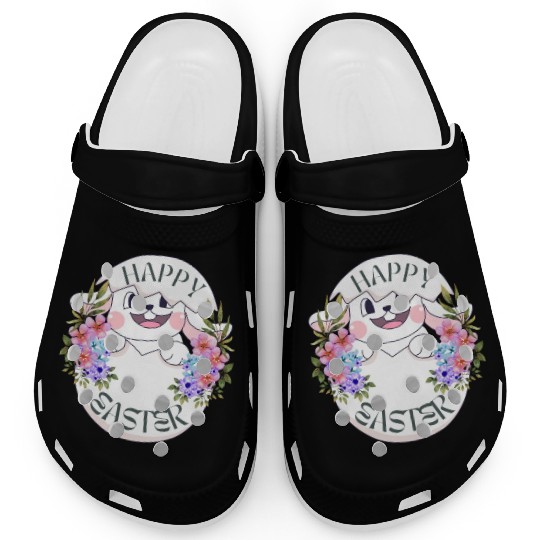 Happy Easter Bunny with Flowers Clogs