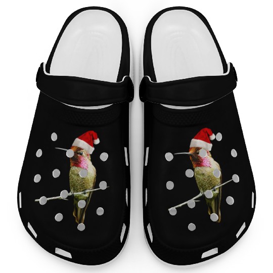 Hummingbird Santa Cute Christmas Hat Design for Bi Clogs