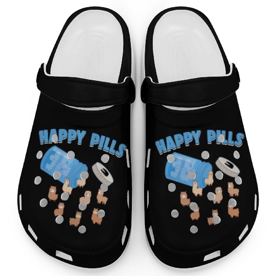 Happy Pills Farm Animal Funny Alpaca Lovers Humor Clogs