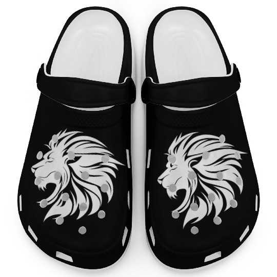 Mighty Lion Head Mane Cool Tattoo Style Clogs