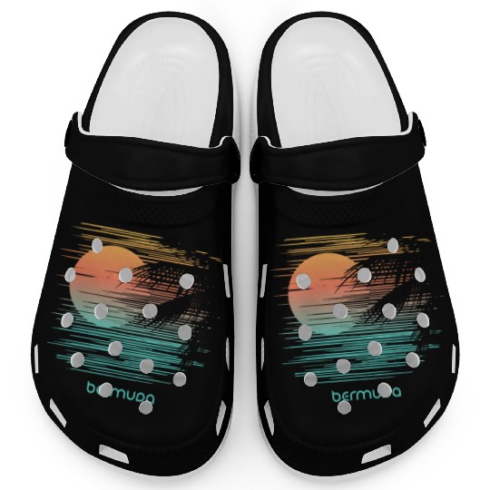 Artistic Bermuda Palm Tree Vacation Souvenir Clogs