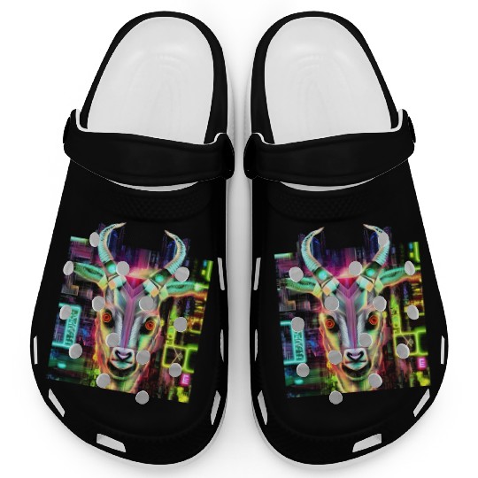 Neon Baphomet Clogs