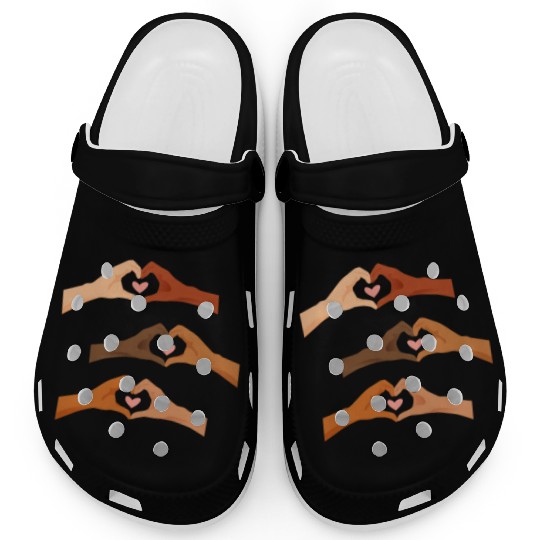 Watercolor Multi Hands Making Hearts Clogs