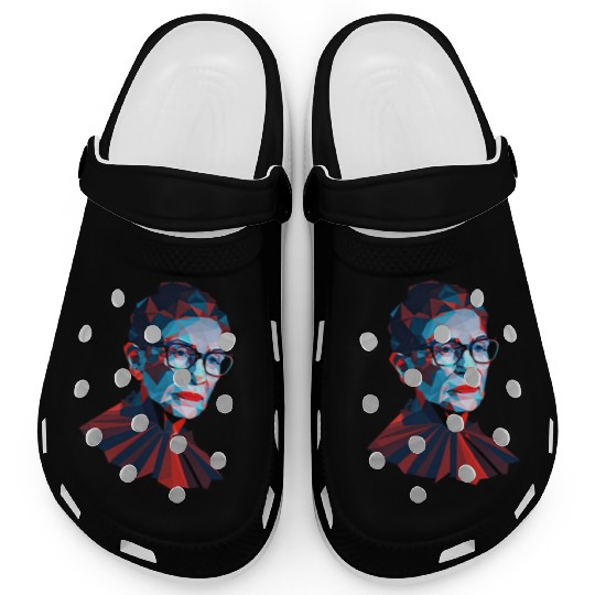 Ruth Bader Ginsburg low polygon design red blue Clogs