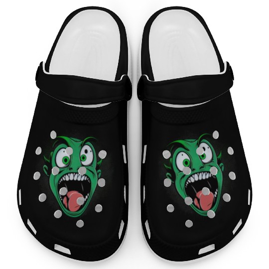 Funny Green Crazy Face Eyes Game Gaming Clogs