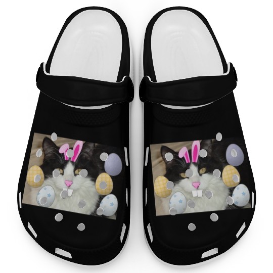 Easter Bunny Cat Face Decor Clogs