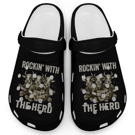 Rockin With The Herd Guitar Cow Band Fun Clogs