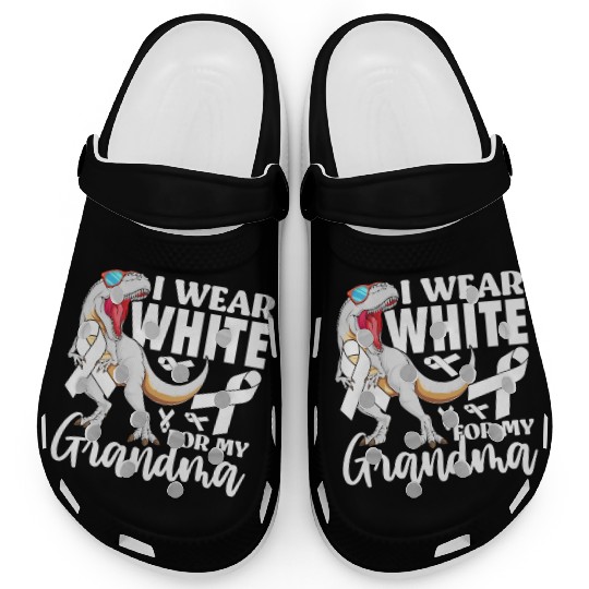 I Wear White For My Grandma Lung Cancer Awareness Clogs