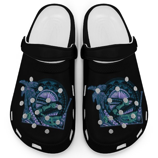 Big Island Outrigger Canoe Teal Tribal Clogs