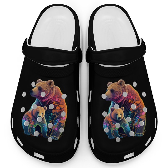Mother Bear and Cub Sublimation Graphic Wild Life Clogs