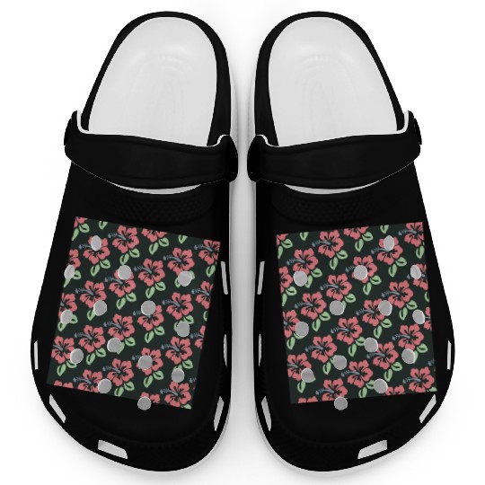 hibiscus flowers pattern | vintage design Clogs