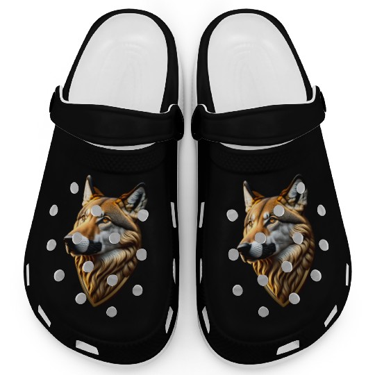 Brown Wolf Graphic Clogs