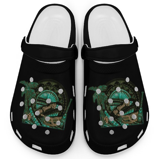 Big Island Outrigger Canoe Tribal Halftone Edges Clogs