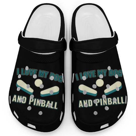 I Love my Dog and Pinball Machines Arcade Funny Clogs