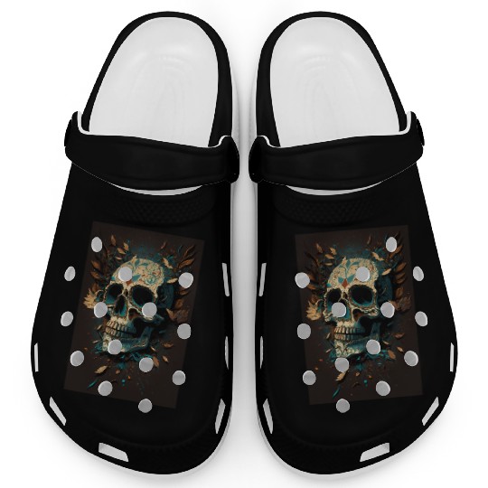 Skull Dia de los Muertos Halloween Tattoo Gift Clogs